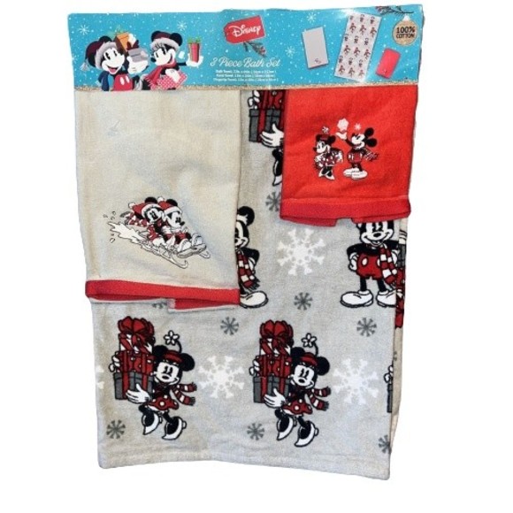 Disney | Bath | Christmas Mickey Minnie Mouse 3 Piece Bath Disney Towel ...